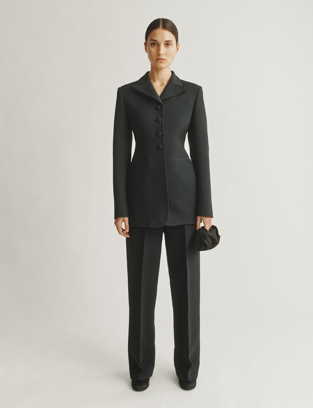 Womens | The Marlene Jacket in Structured Wool-Silk | Black