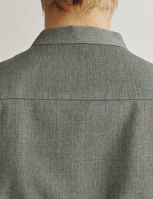 Womens | The Oversized Shirt in Lightweight Melange Wool | Light Grey