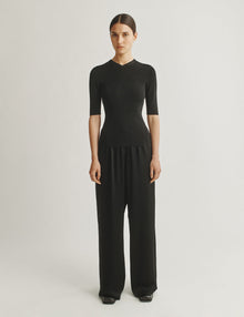 Womens | The Slouch Pants in Crepe-back Satin | Black