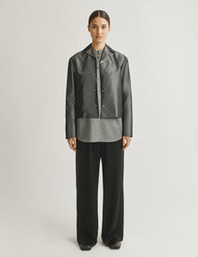 Womens | The Barrett Jacket In Silk Shantung | Charcoal