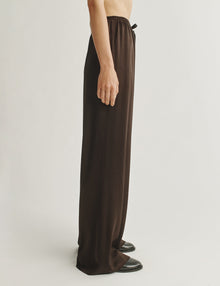 Womens | The Slouch Pants in Crepe-back Satin | Espresso