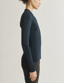 Womens | The Zip-Up Polo in Viscose | Navy