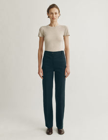 Womens | The Drop-Pocket Trousers in Striated Cotton | Midnight