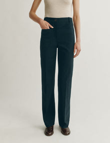 Womens | The Drop-Pocket Trousers in Striated Cotton | Midnight