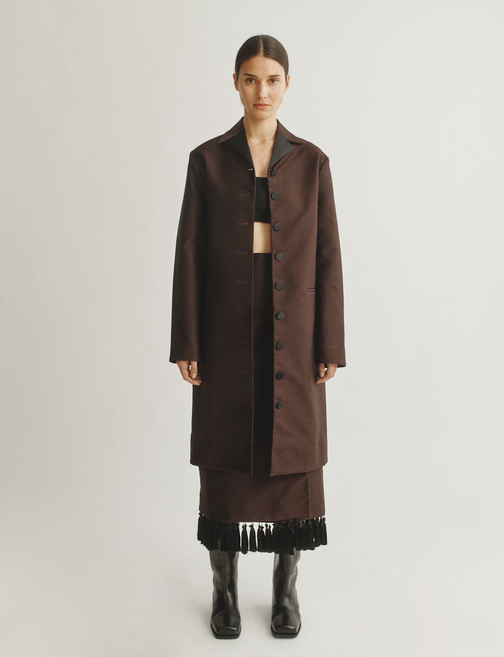 Womens | The Theatre Jacket in Cotton Sateen | Espresso