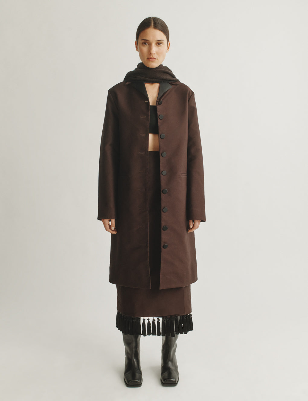 Womens | The Cadence Skirt in Cotton Sateen | Espresso