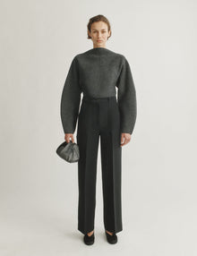 Womens | The Enzo Sweater in Wool-Silk Melange | Anthracite