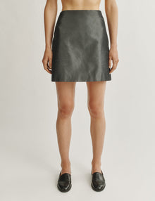 Womens | The Mini Skirt In Silk Shantung | Charcoal