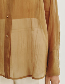Womens | The Oversized Shirt in Starched Chiffon | Bronze