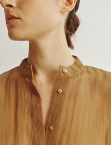 Womens | The Oversized Shirt in Starched Chiffon | Bronze