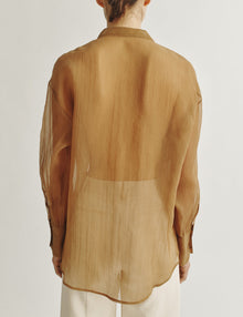 Womens | The Oversized Shirt in Starched Chiffon | Bronze