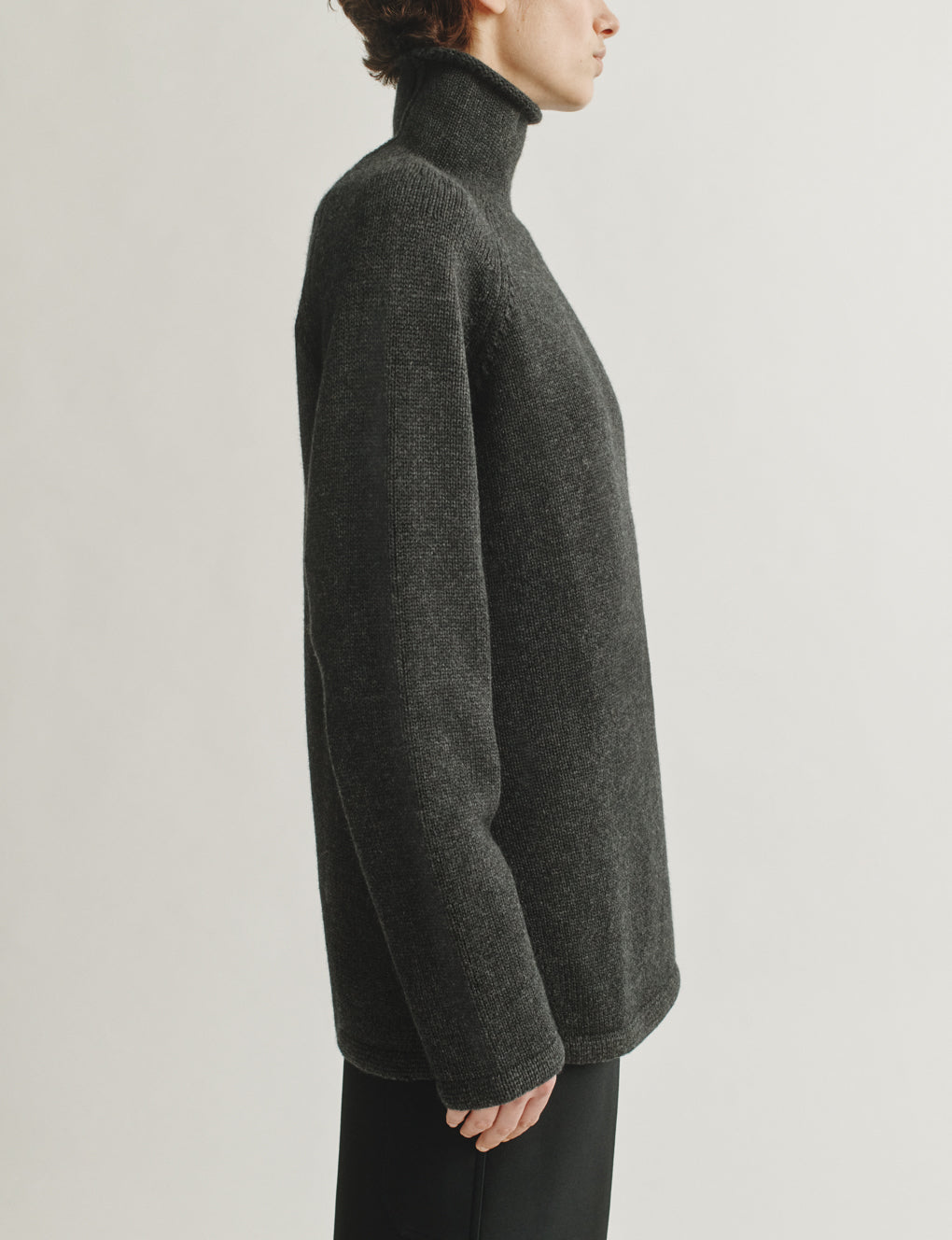 Womens | The Slouch Turtleneck in Wool and Silk | Charcoal