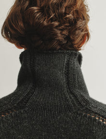Womens | The Slouch Turtleneck in Wool and Silk | Charcoal