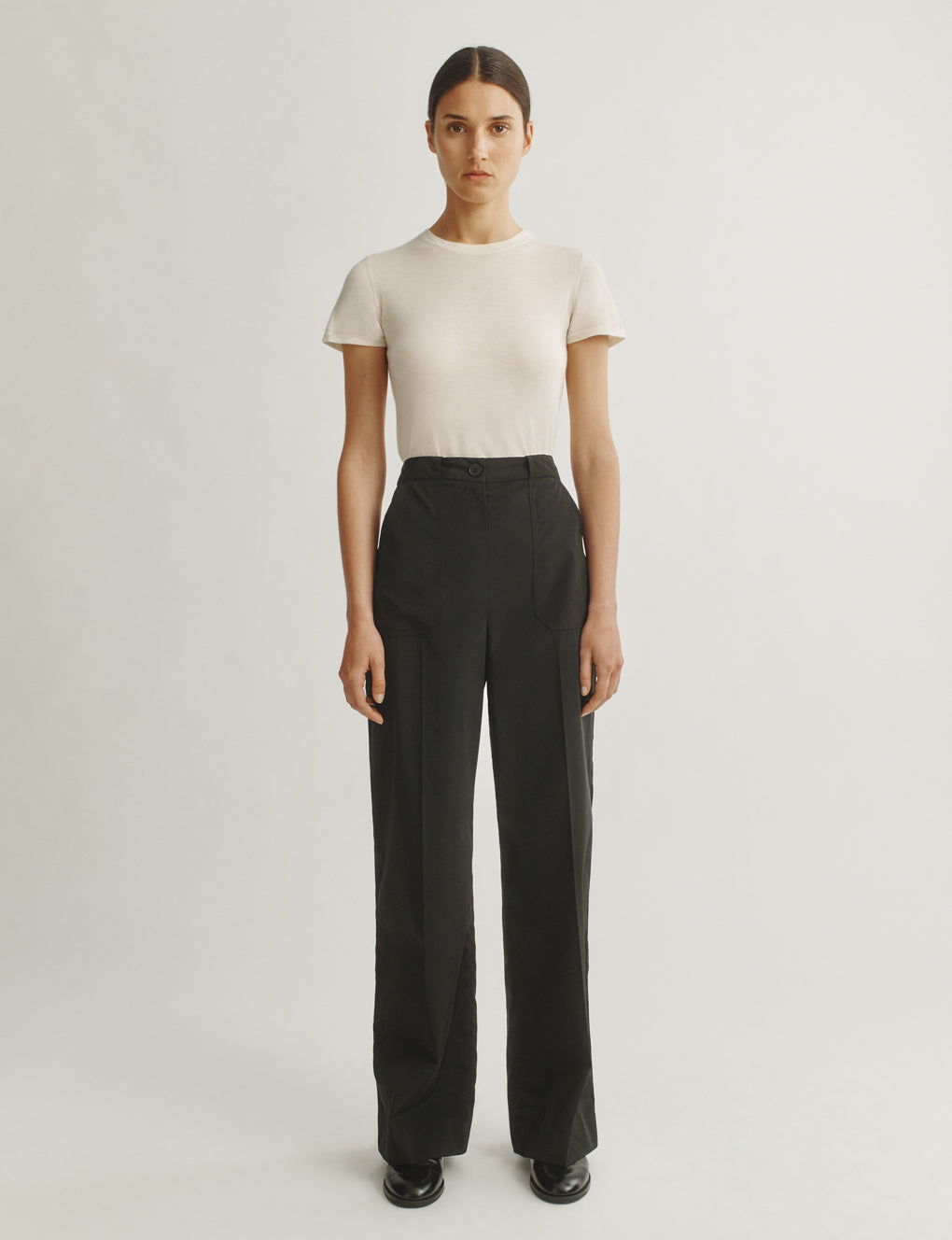 Womens | The Utility Trousers in Technical Wool Nylon | Black