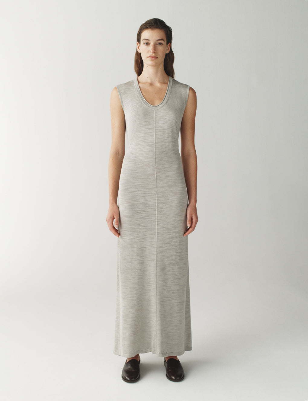 Womens | The Strata Dress in Striated Silk | Shale
