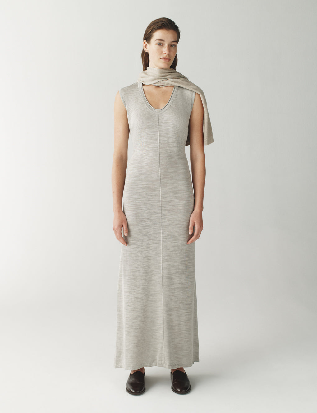 Womens | The Strata Dress in Striated Silk | Shale