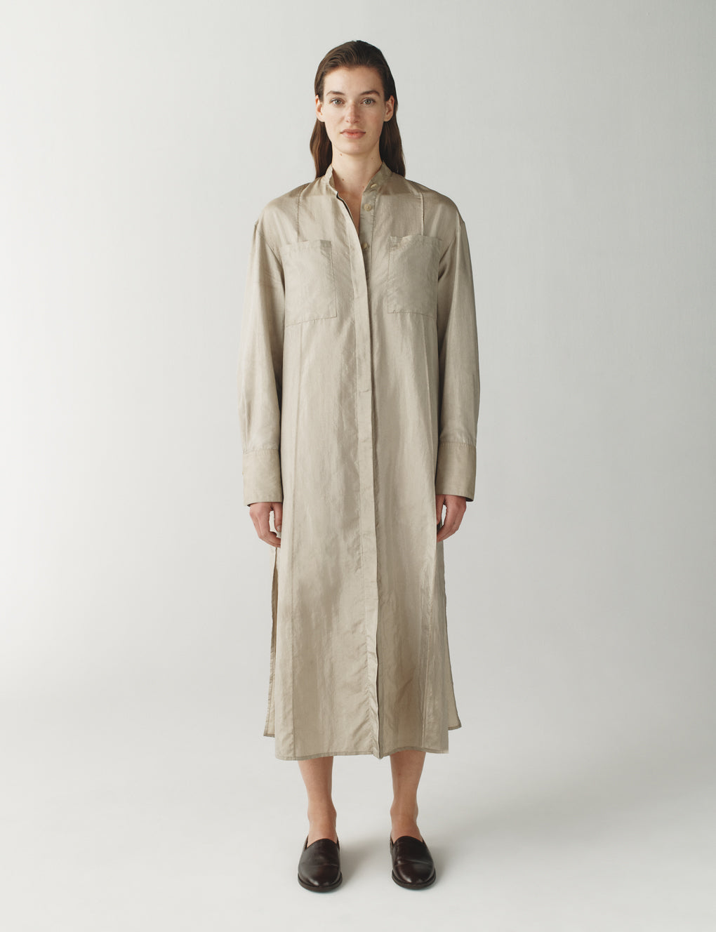 Womens | The Field Dress in Washed Silk Nylon | Carbon