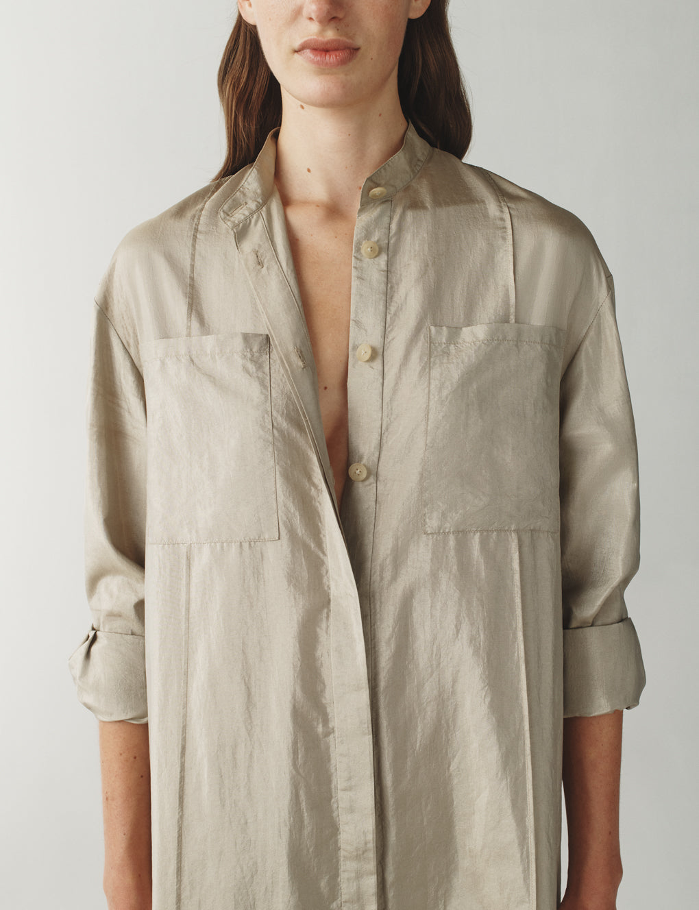 Womens | The Field Dress in Washed Silk Nylon | Carbon