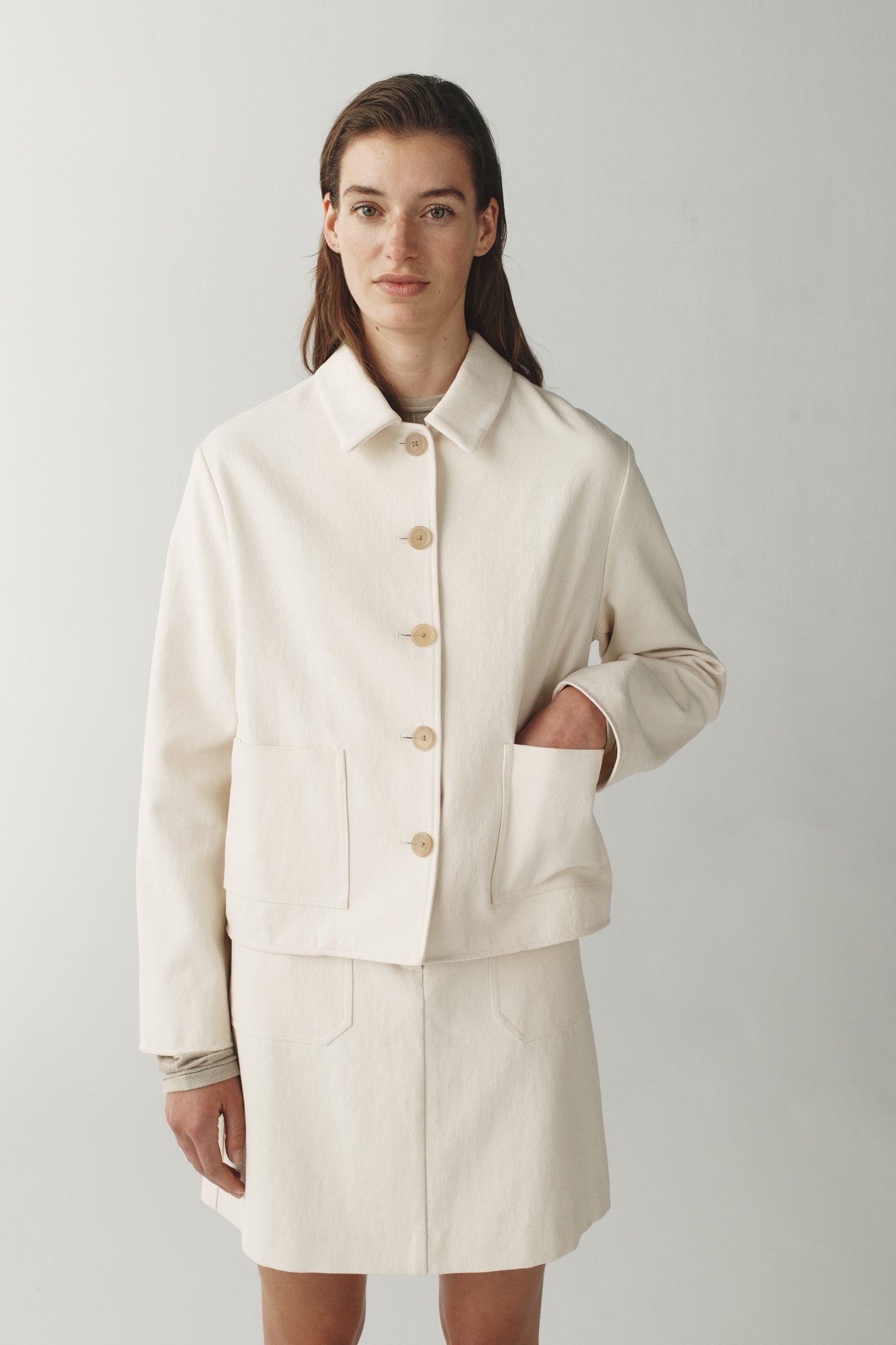 Womens | The Mini Utility Skirt in Washed Canvas | Chalk