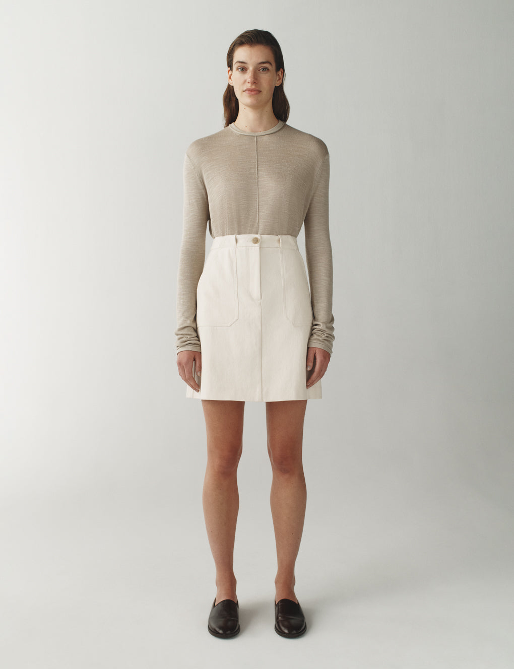 Womens | The Mini Utility Skirt in Washed Canvas | Chalk