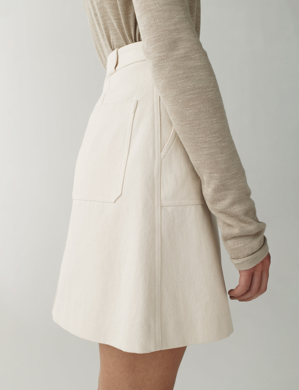 Womens | The Mini Utility Skirt in Washed Canvas | Chalk