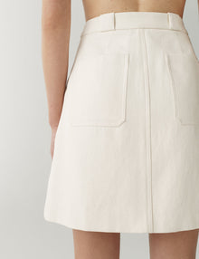 Womens | The Mini Utility Skirt in Washed Canvas | Chalk