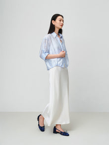 Lustrous Shirt Top | Blue