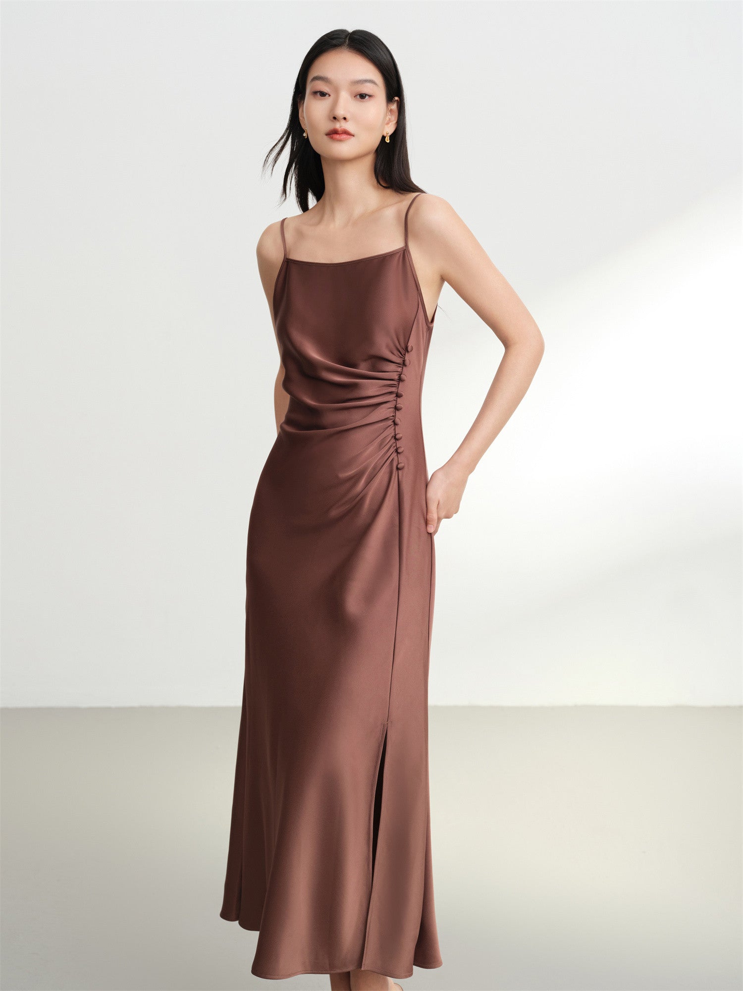 Tri-acetate Slip Dress | Brown