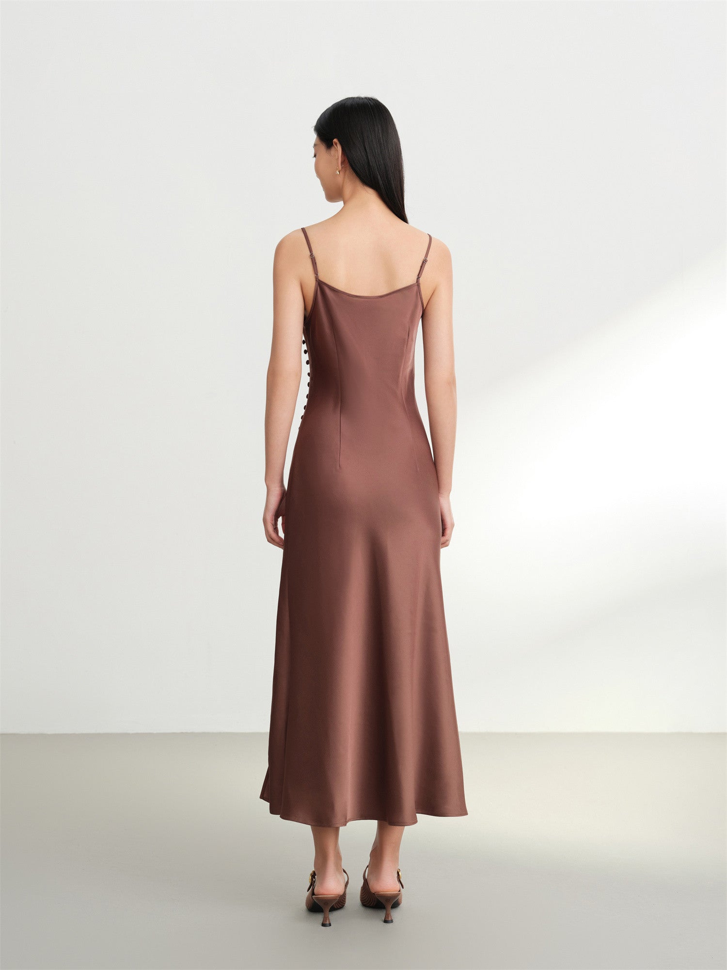 Tri-acetate Slip Dress | Brown