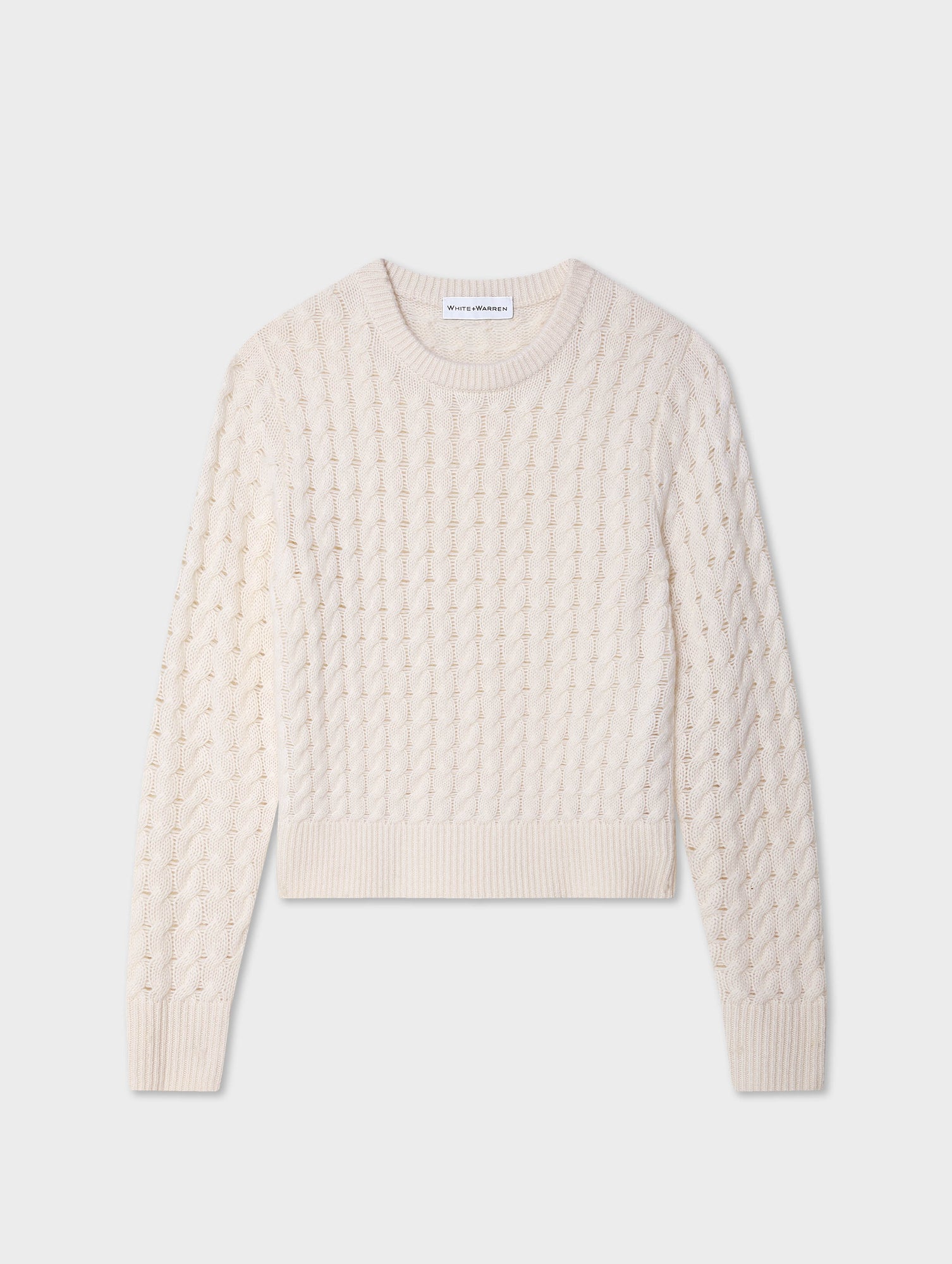 Cashmere Cable Crewneck | Soft White
