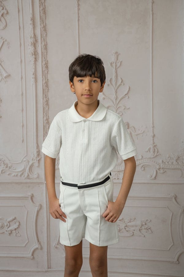 Boy | Alex Shorts With Contrast Line | White x Black
