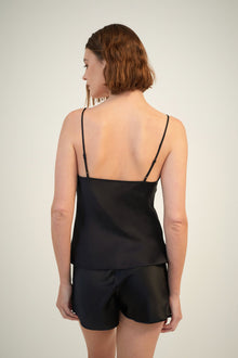 GINIA Plain Silk Cami - Black
