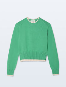 Varsity Cotton Crewneck | Retro Green/Ivory