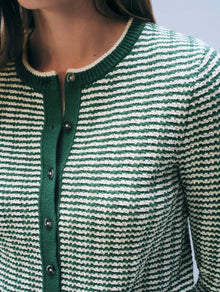 Boucle Cardigan | Ivy Green/Ivory Stripe