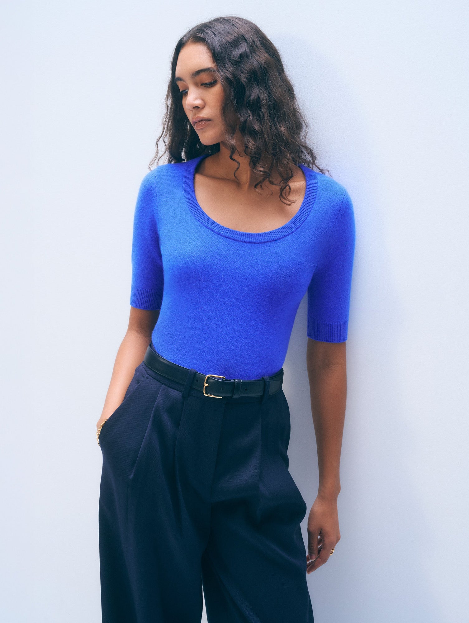Cashmere Scoop Neck Top | Cobalt Blue