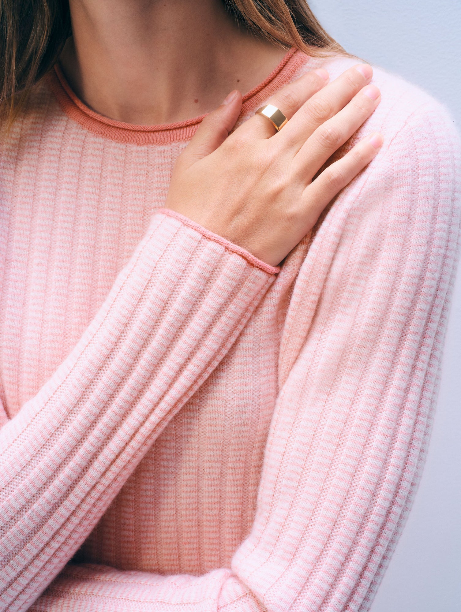 Cashmere Textured Crewneck | Clay Pink