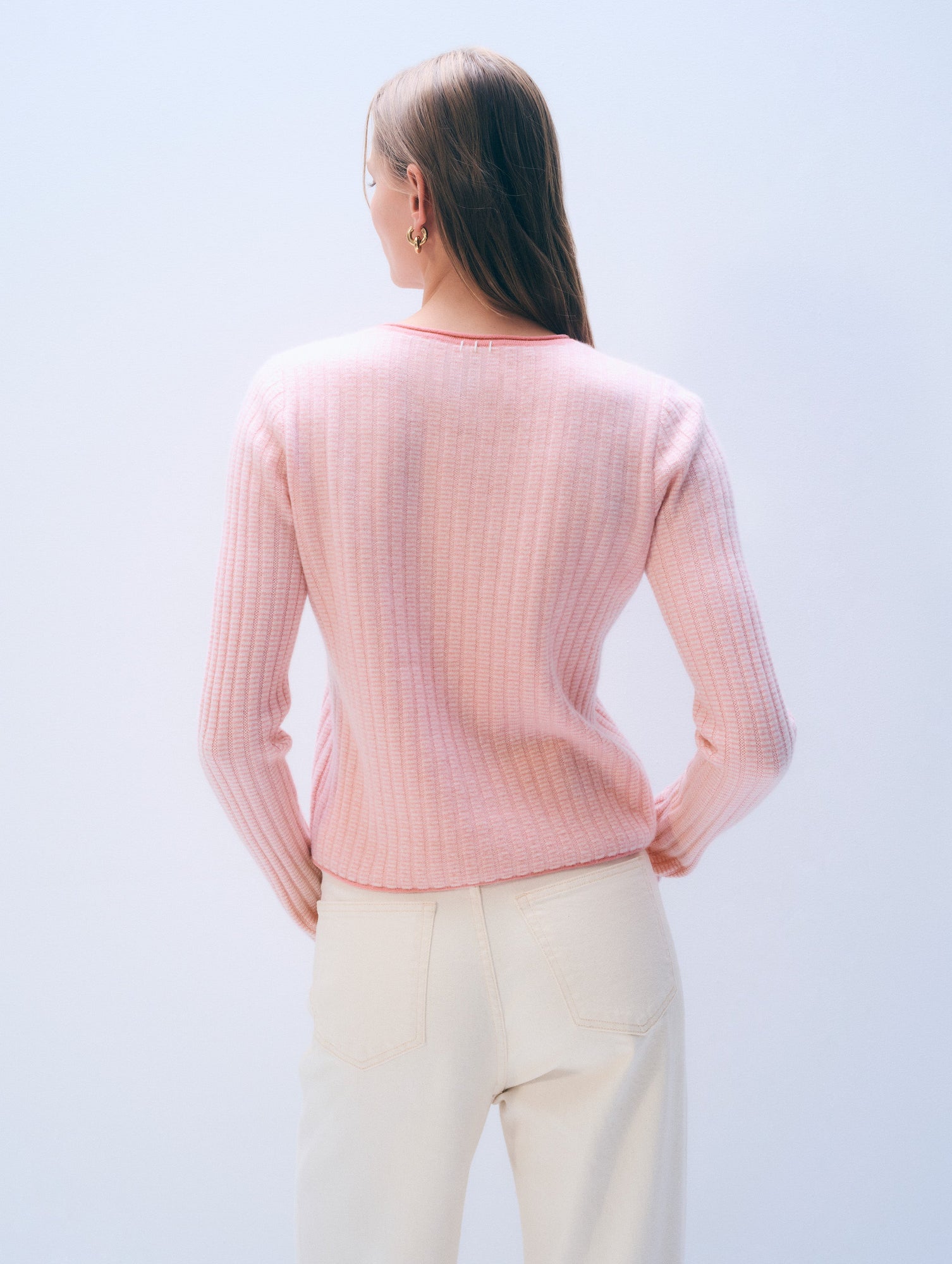 Cashmere Textured Crewneck | Clay Pink