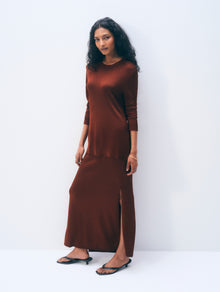 Luster Viscose Skirt | Rich Brown
