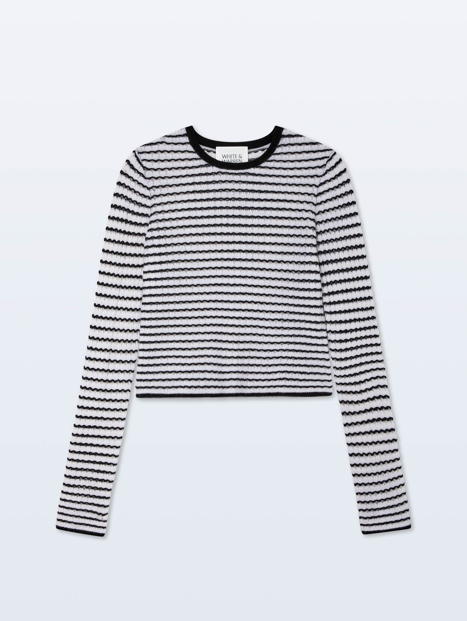 Cashmere Striped Pointelle Top | Soft White/Black