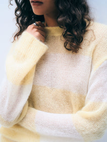 Mohair Luxe Oversized Crewneck | Lemonade/Ivory Stripe