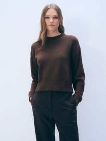 Cotton Tape Crewneck | Dark Espresso