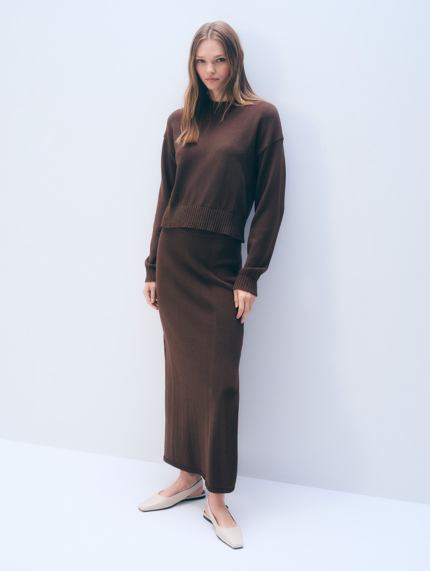 Cotton Tape Crewneck | Dark Espresso