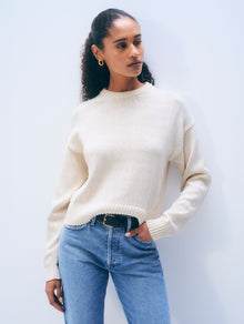 Cotton Tape Crewneck | Ecru