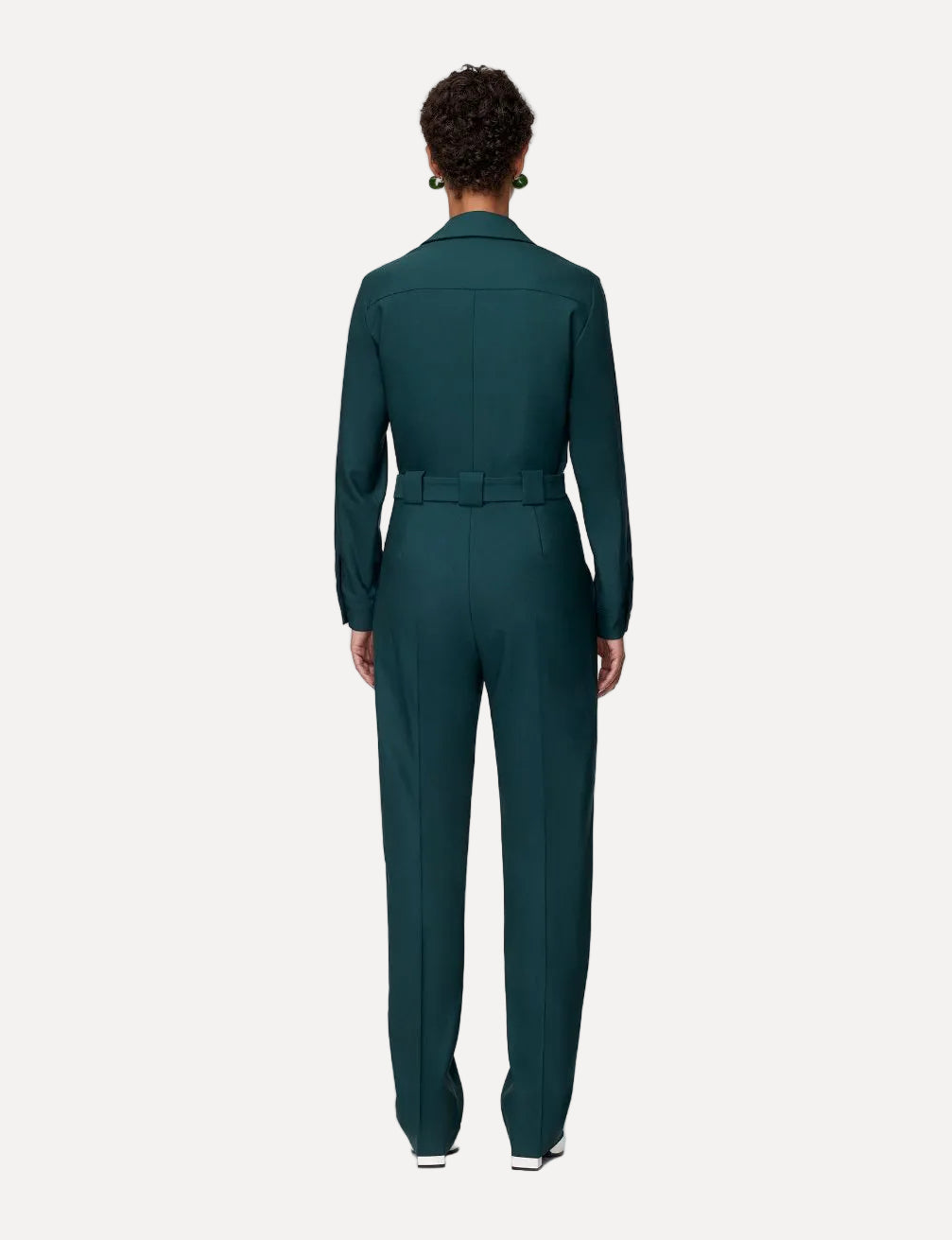Another Tomorrow Relaxed Utility Jumpsuit in Juniper – Wool Women's Jumpsuit