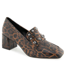 Izell Tailored Loafer | Tobacco Multi Glos Faux Leo Print  W/Studs