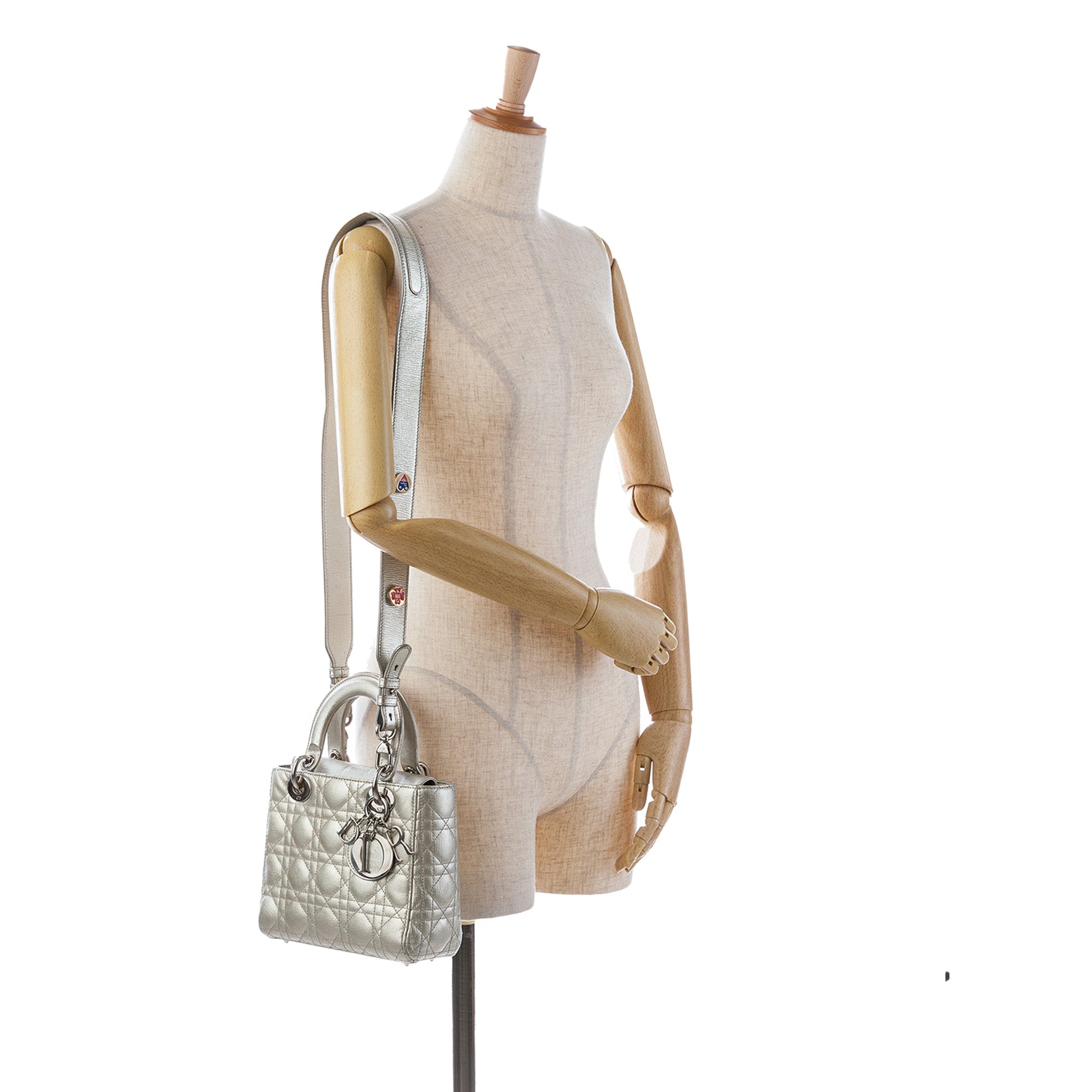 Dior | Pre-Owned Small Metallic Grained Calfskin Cannage My ABCLady - II | Silver