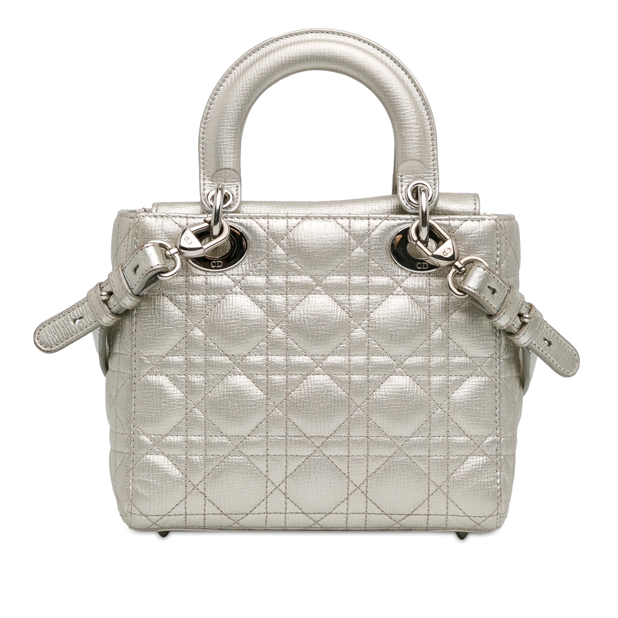 Dior | Pre-Owned Small Metallic Grained Calfskin Cannage My ABCLady - II | Silver