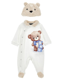 Boys | Two-Piece Playsuit And Hat Set | White/Cream/Beige