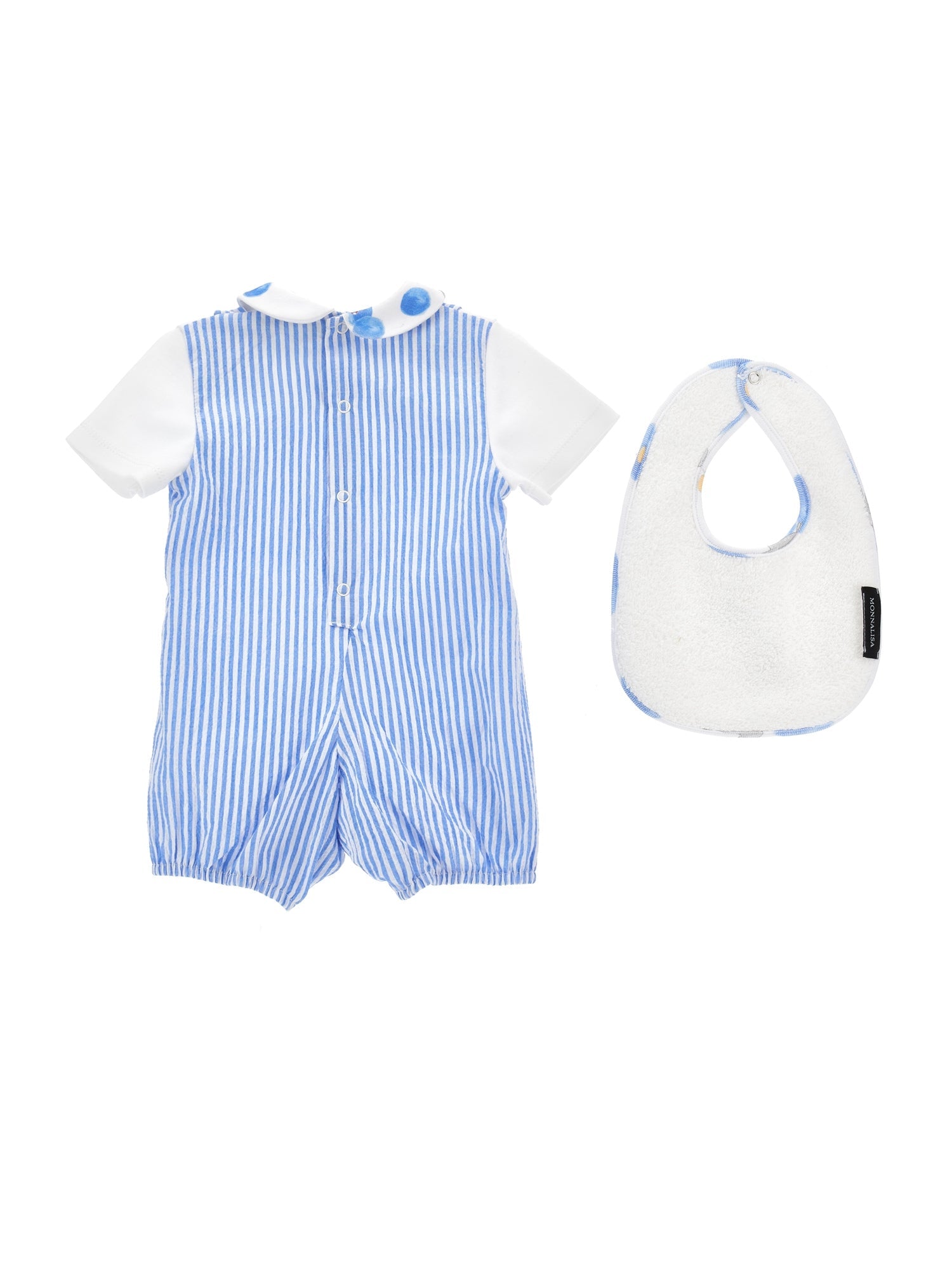 Boys | Romper And Bib Set | White/Bluette