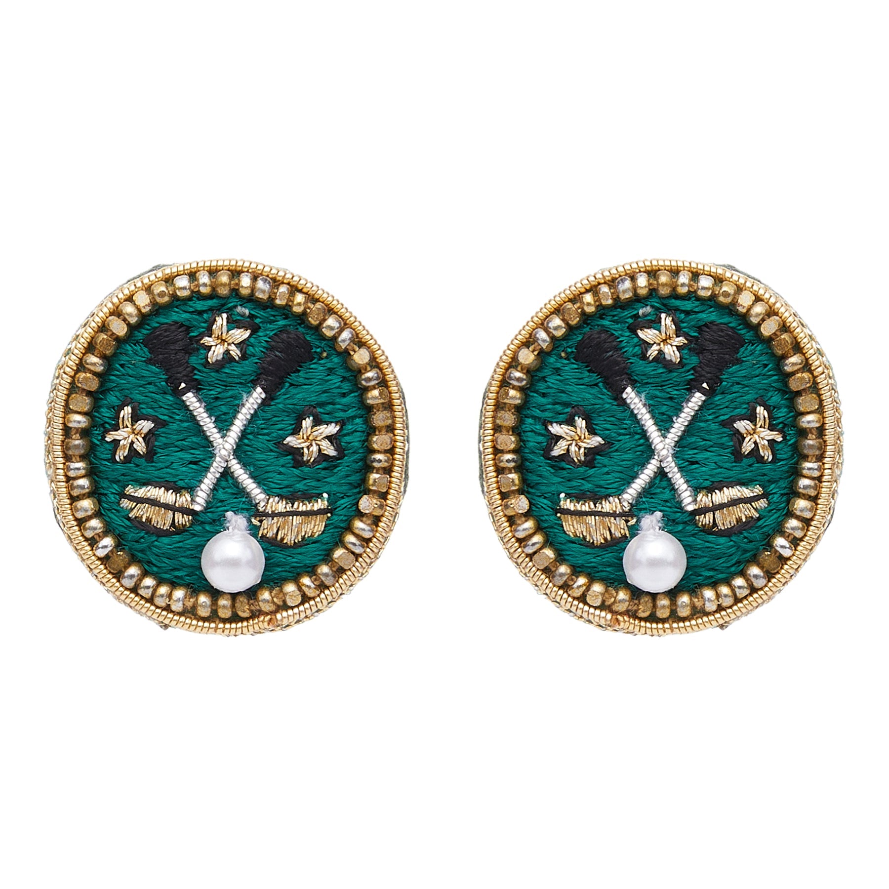 First Tee Studs | Green/Multi | 14K Gold Plated Brass